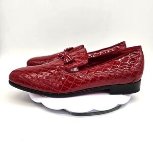 Emilio Franco Shoe Men's 12 / 46 Red Exotic Slip On Bowtie Loafers